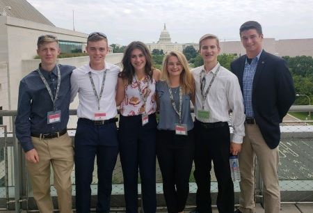 Madeline and fellow Y.E.S participants pose at the National Mall