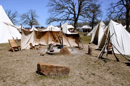 The mountain-man encampment at the Woolaroc Museum & Wildlife Preserve.