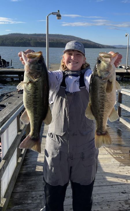 Max showing his catch after a day at Lake Guntersville, Alabama.