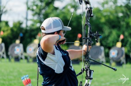 Grady competing in the USA Archery Team Buckeye Classic where he placed second in his category.