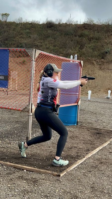 Abby Jackley in action during a pistol competition.