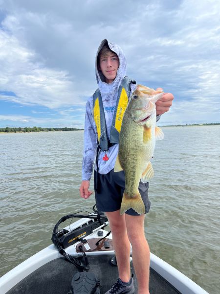 Riley proud of this four-pound bass.