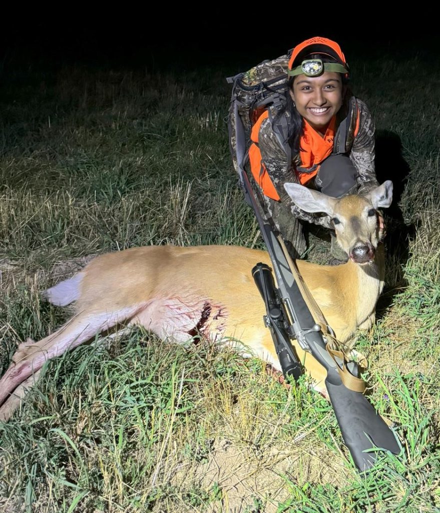 Yuthika Manney with her first deer kill.